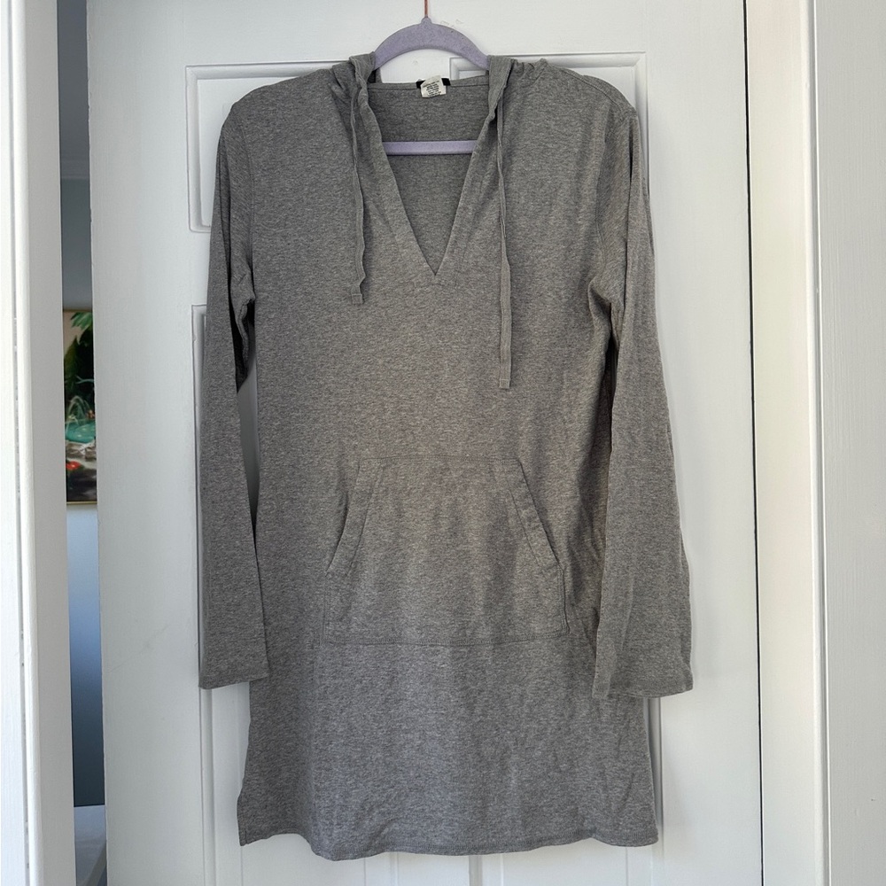 J. Crew Heather Gray Hooded Sweatshirt Beach Cover Up Dress in Size Small